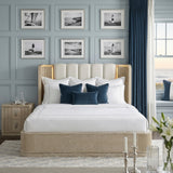 Ribbon Light Brown Upholstered Queen Bed by Homelegance at Eve Furniture