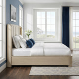 Ribbon Light Brown Upholstered Queen Bed by Homelegance at Eve Furniture