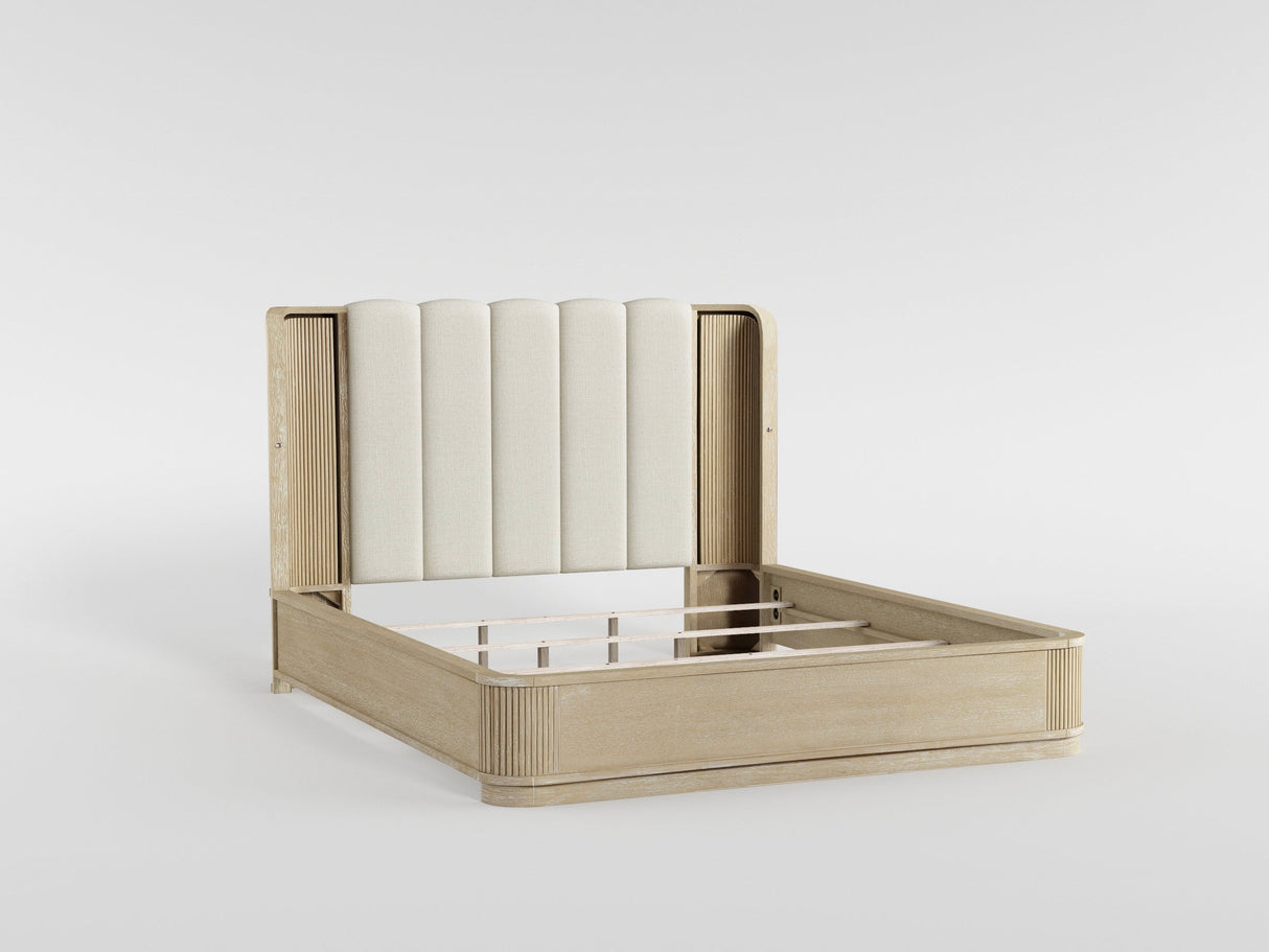 Ribbon Light Brown Upholstered Queen Bed by Homelegance at Eve Furniture