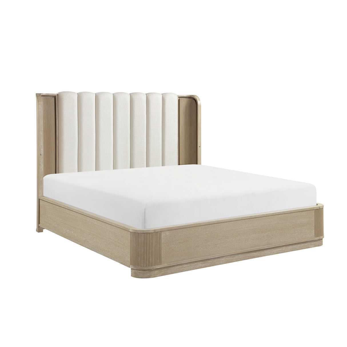 Ribbon Light Brown Upholstered Queen Bed by Homelegance at Eve Furniture