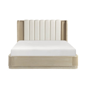 Ribbon Light Brown Upholstered Queen Bed by Homelegance at Eve Furniture