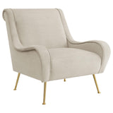Ricci Stone/Gold Upholstered Saddle Arms Accent Chair by Coaster at Eve Furniture