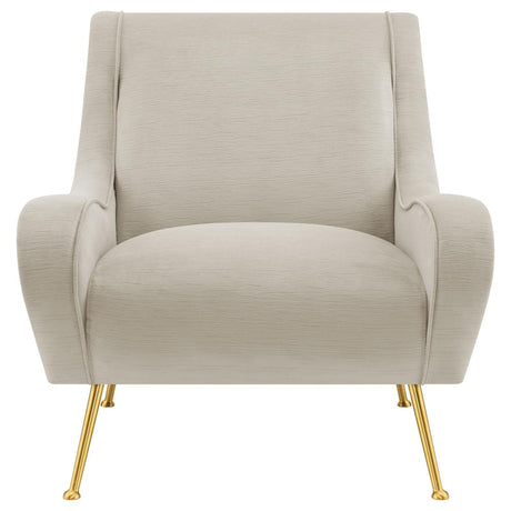 Ricci Stone/Gold Upholstered Saddle Arms Accent Chair by Coaster at Eve Furniture