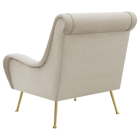 Ricci Stone/Gold Upholstered Saddle Arms Accent Chair by Coaster at Eve Furniture
