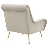 Ricci Stone/Gold Upholstered Saddle Arms Accent Chair by Coaster at Eve Furniture