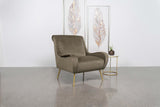 Ricci Truffle/Gold Upholstered Saddle Arms Accent Chair by Coaster at Eve Furniture