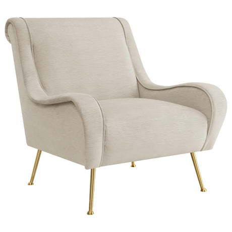 Ricci Stone/Gold Upholstered Saddle Arms Accent Chair