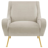 Ricci Stone/Gold Upholstered Saddle Arms Accent Chair