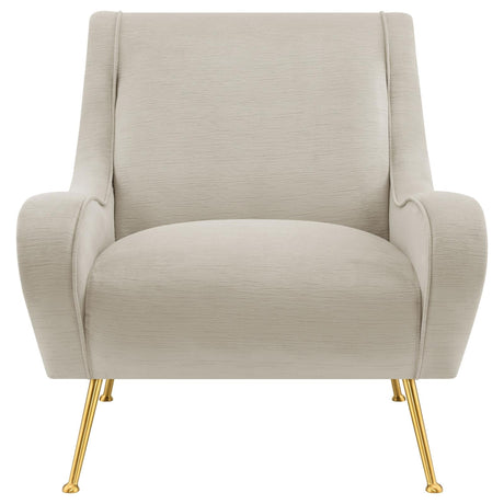 Ricci Stone/Gold Upholstered Saddle Arms Accent Chair