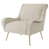 Ricci Stone/Gold Upholstered Saddle Arms Accent Chair