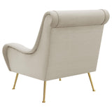 Ricci Stone/Gold Upholstered Saddle Arms Accent Chair