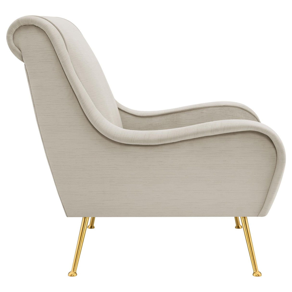 Ricci Stone/Gold Upholstered Saddle Arms Accent Chair