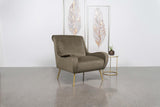 Ricci Truffle/Gold Upholstered Saddle Arms Accent Chair