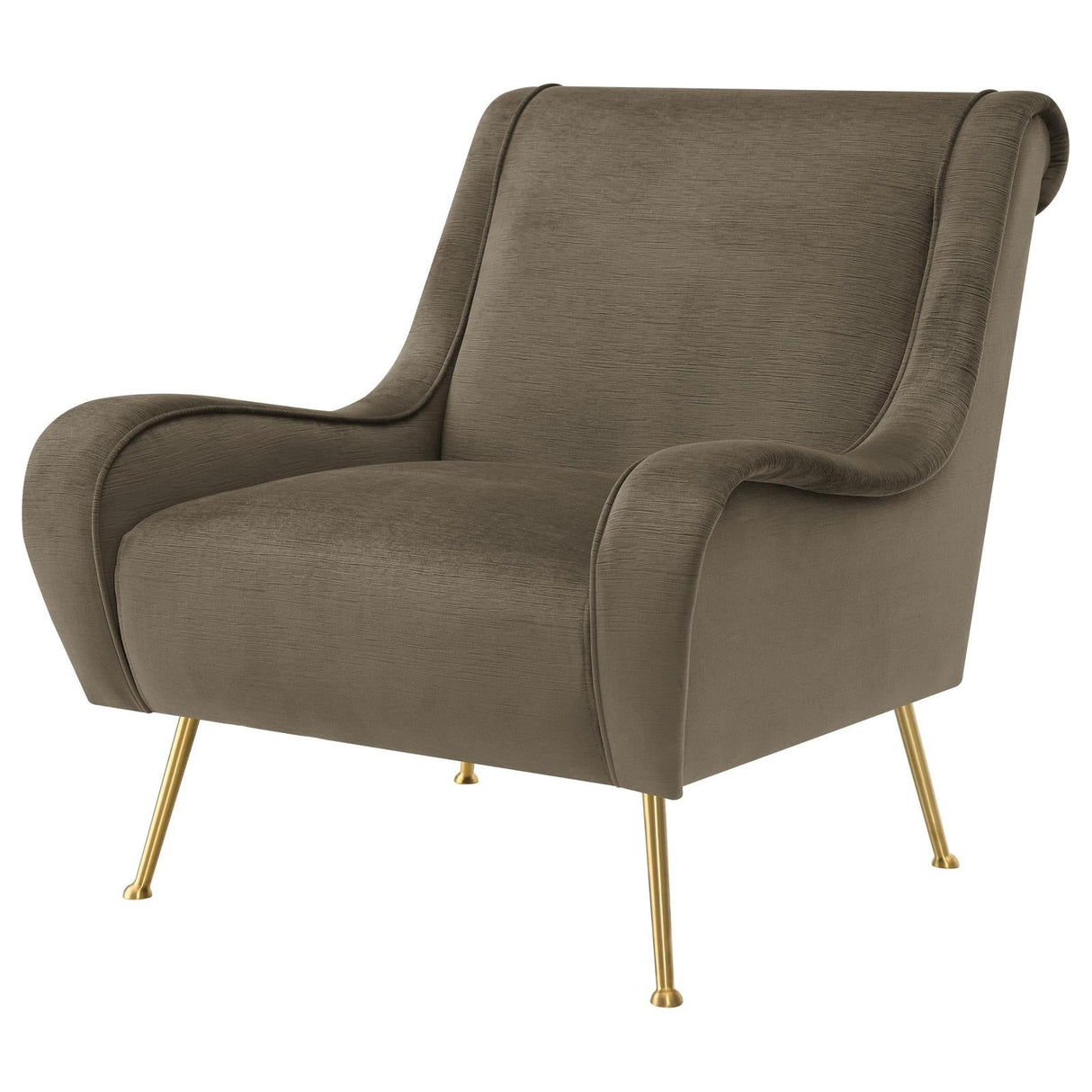 Ricci Truffle/Gold Upholstered Saddle Arms Accent Chair