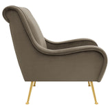 Ricci Truffle/Gold Upholstered Saddle Arms Accent Chair