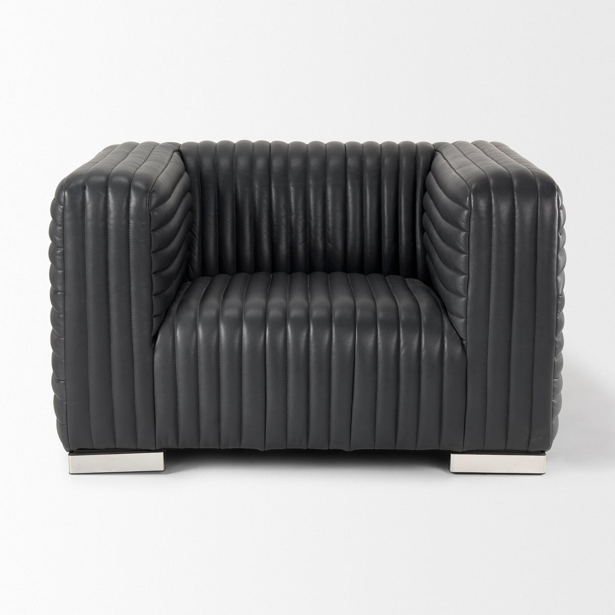 Ricciardo Black Leather Upholstered Arm Chair by Mercana at Eve Furniture