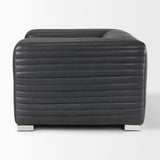 Ricciardo Black Leather Upholstered Arm Chair by Mercana at Eve Furniture