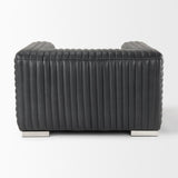 Ricciardo Black Leather Upholstered Arm Chair by Mercana at Eve Furniture