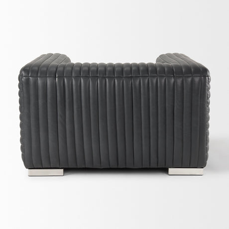 Ricciardo Black Leather Upholstered Arm Chair by Mercana at Eve Furniture