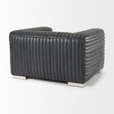 Ricciardo Black Leather Upholstered Arm Chair by Mercana at Eve Furniture