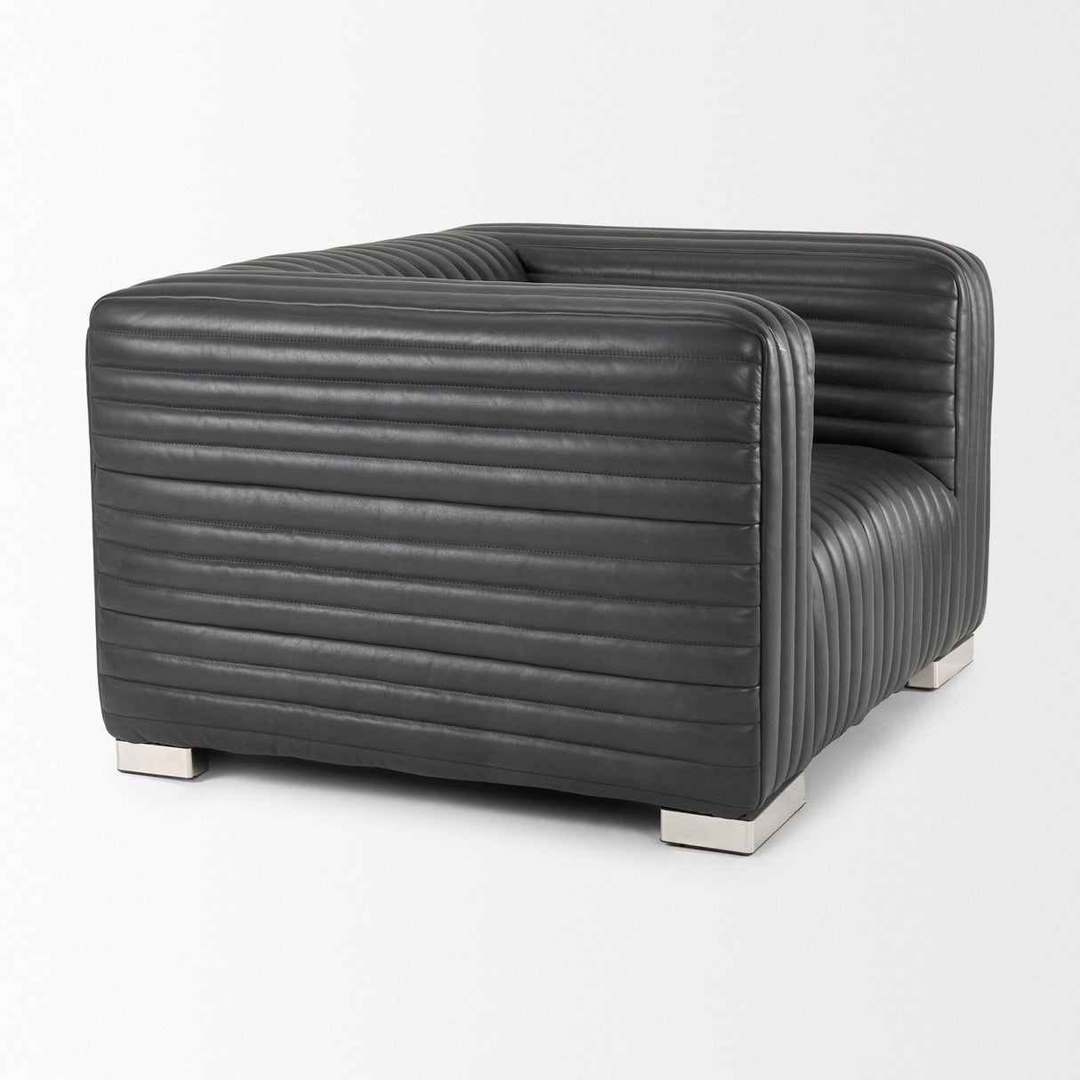 Ricciardo Black Leather Upholstered Arm Chair by Mercana at Eve Furniture