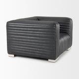 Ricciardo Black Leather Upholstered Arm Chair by Mercana at Eve Furniture