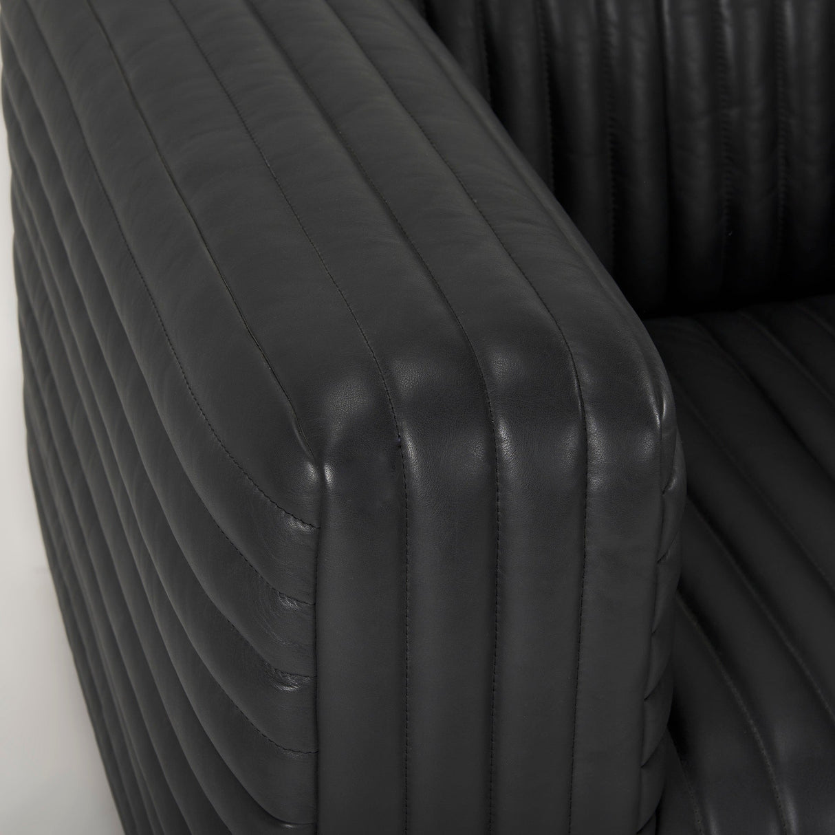 Ricciardo Black Leather Upholstered Arm Chair by Mercana at Eve Furniture