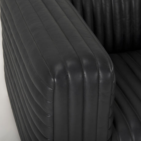 Ricciardo Black Leather Upholstered Arm Chair by Mercana at Eve Furniture
