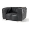 Ricciardo Black Leather Upholstered Arm Chair by Mercana at Eve Furniture