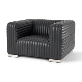 Ricciardo Black Leather Upholstered Arm Chair by Mercana at Eve Furniture