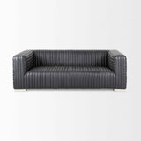 Ricciardo Black Leather Wrapped Three Seater Sofa 82.5L x 38.5W x 26.5H by Mercana at Eve Furniture