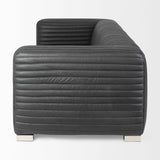 Ricciardo Black Leather Wrapped Three Seater Sofa 82.5L x 38.5W x 26.5H by Mercana at Eve Furniture