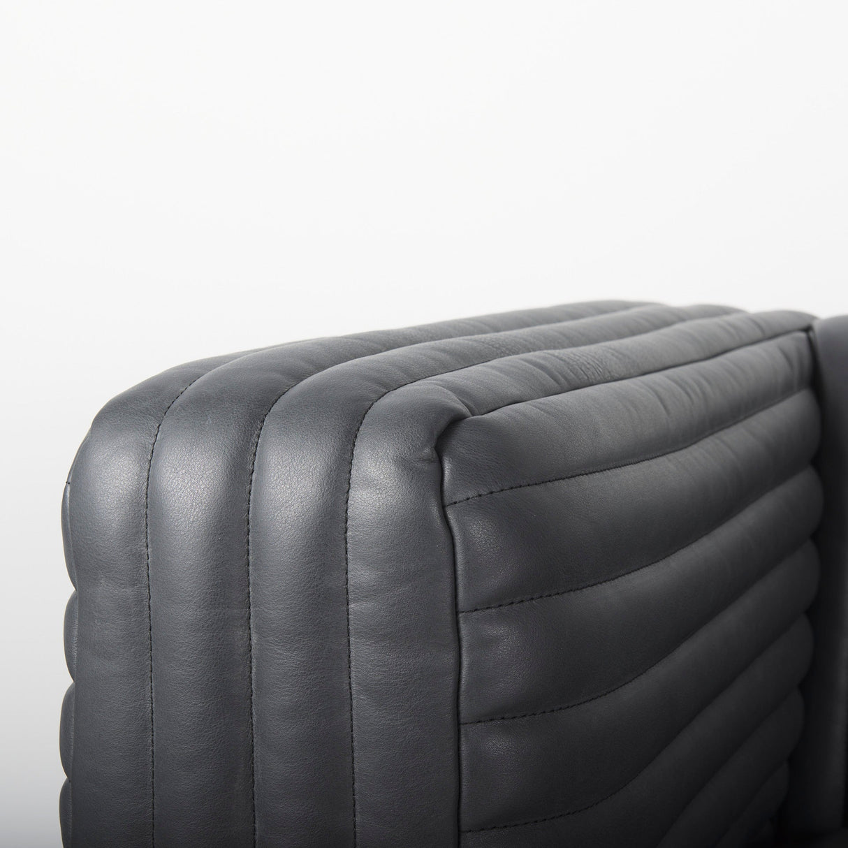 Ricciardo Black Leather Wrapped Three Seater Sofa 82.5L x 38.5W x 26.5H by Mercana at Eve Furniture