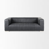 Ricciardo Black Leather Wrapped Three Seater Sofa by Mercana at Eve Furniture