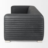 Ricciardo Black Leather Wrapped Three Seater Sofa by Mercana at Eve Furniture
