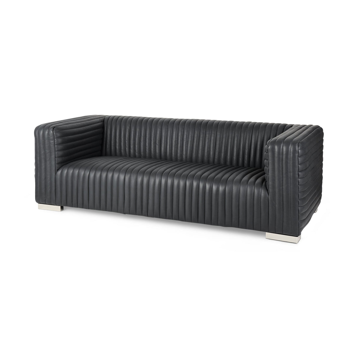 Ricciardo Black Leather Wrapped Three Seater Sofa by Mercana at Eve Furniture