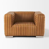 Ricciardo Cognac Leather Upholstered Arm Chair by Mercana at Eve Furniture