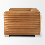 Ricciardo Cognac Leather Upholstered Arm Chair by Mercana at Eve Furniture