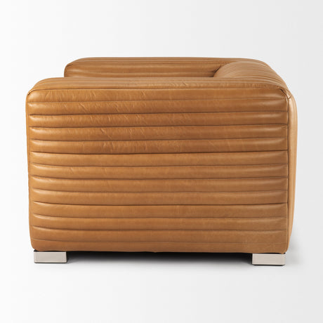Ricciardo Cognac Leather Upholstered Arm Chair by Mercana at Eve Furniture