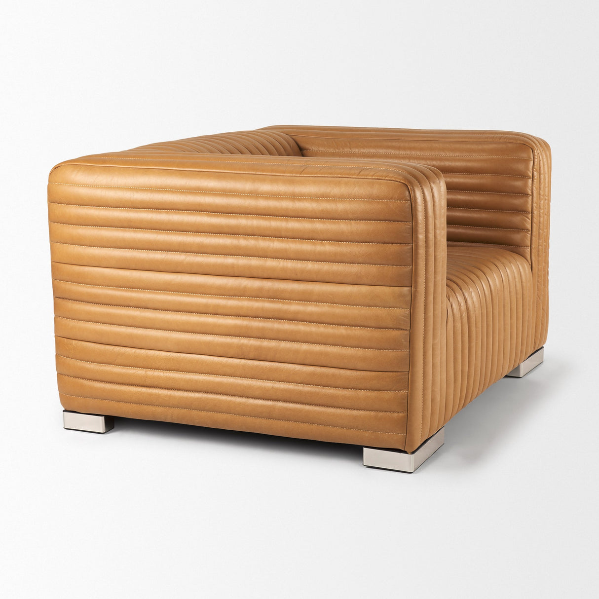 Ricciardo Cognac Leather Upholstered Arm Chair by Mercana at Eve Furniture