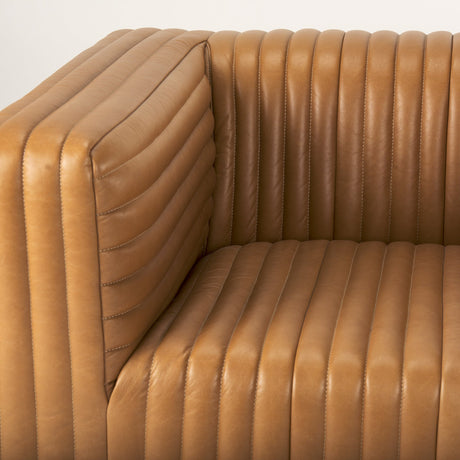 Ricciardo Cognac Leather Upholstered Arm Chair by Mercana at Eve Furniture