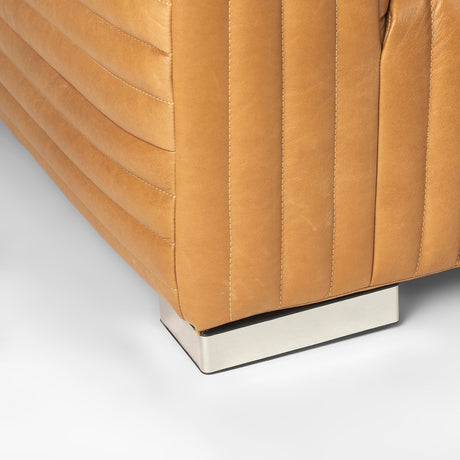 Ricciardo Cognac Leather Upholstered Arm Chair by Mercana at Eve Furniture