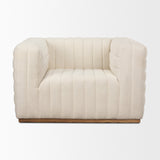 Ricciardo Cream Boucle Upholstered Arm Chair by Mercana at Eve Furniture