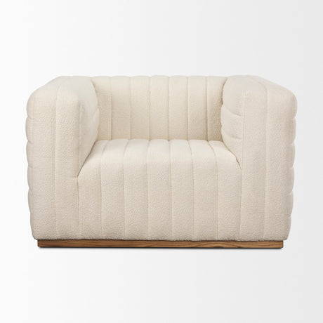 Ricciardo Cream Boucle Upholstered Arm Chair by Mercana at Eve Furniture