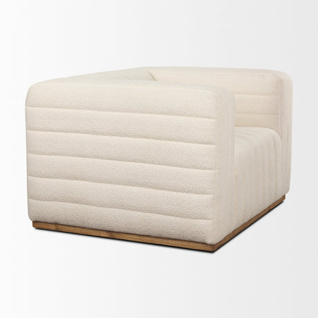 Ricciardo Cream Boucle Upholstered Arm Chair by Mercana at Eve Furniture