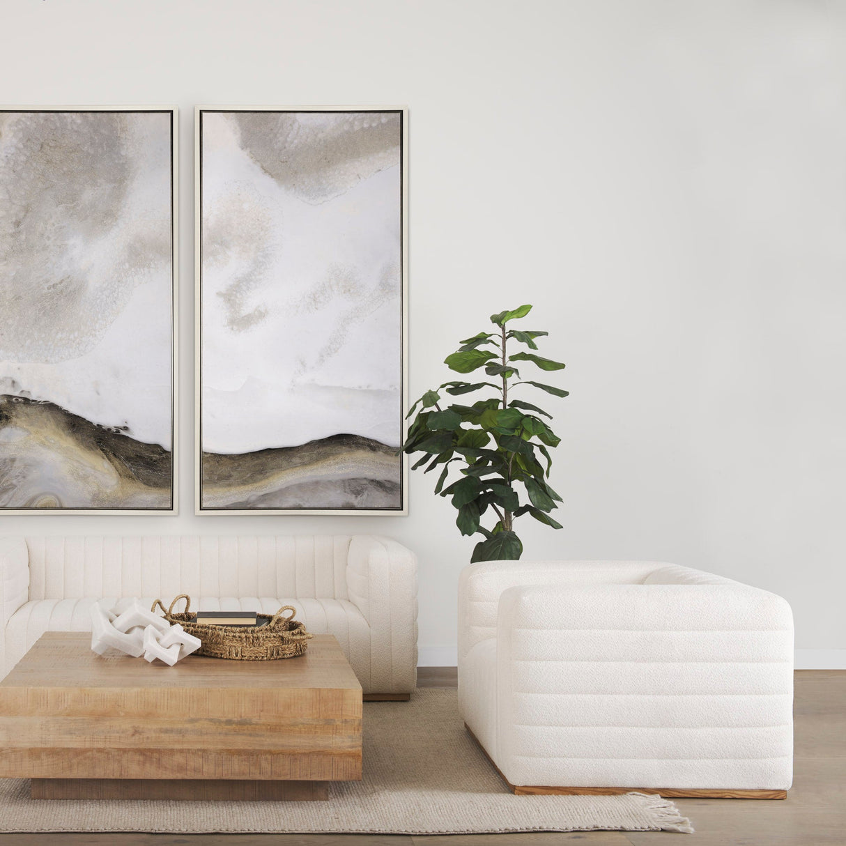Ricciardo Cream Boucle Upholstered Arm Chair by Mercana at Eve Furniture