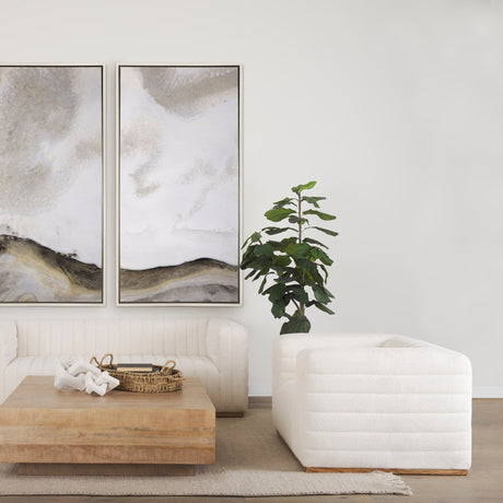 Ricciardo Cream Boucle Upholstered Arm Chair by Mercana at Eve Furniture