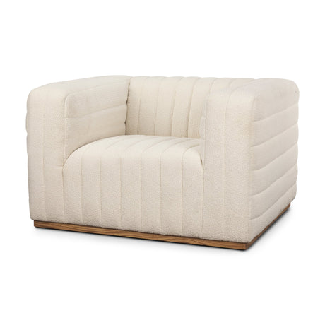 Ricciardo Cream Boucle Upholstered Arm Chair by Mercana at Eve Furniture