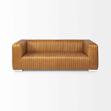Ricciardo Leather Three Seater Sofa In Cognac by Mercana at Eve Furniture
