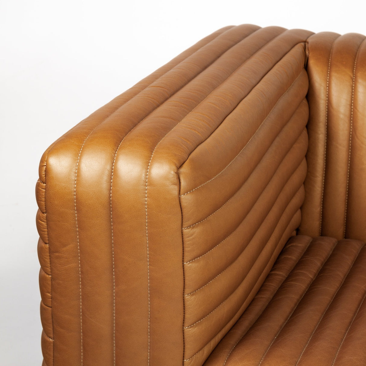 Ricciardo Leather Three Seater Sofa In Cognac by Mercana at Eve Furniture
